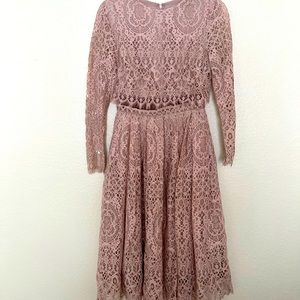 Nude ASOS midi eyelash lace dress
